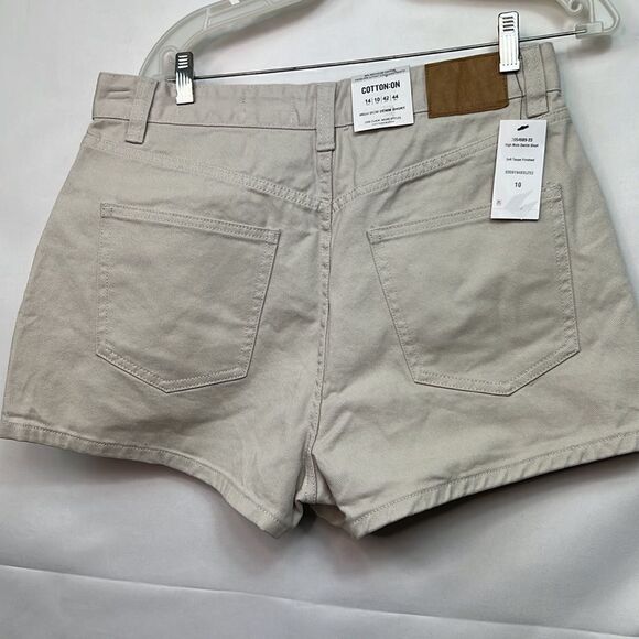 Cotton:On High Mom Denim shorts in soft taupe size 14 NWT - Picture 7 of 12
